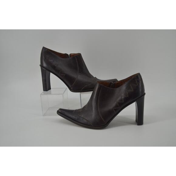 Sibyl Vane Booties Brown Leather Handmade Boot Pointed Toe Side Zipper Size 9 - Picture 3 of 12